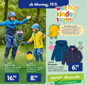 Weltkindertag: ALDI Süd Kinderkleidung ab 19.09.2022